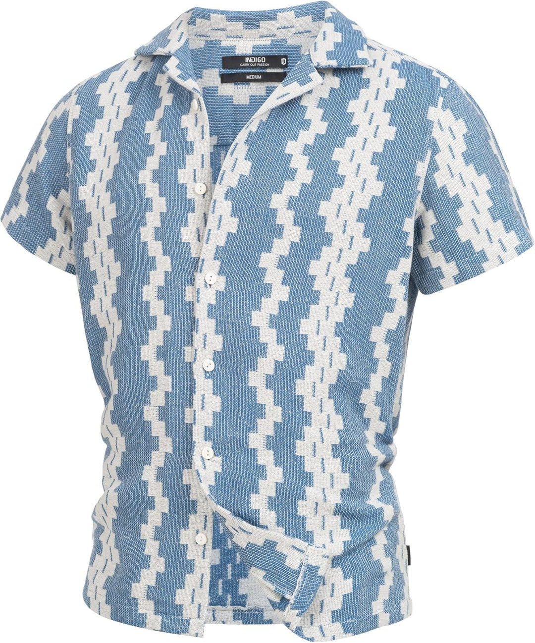 Indicode Herren INCosby Kurzarmhemd mit Button-Down-Kragen | Herrenhemd gestreift Kurzarm Hemd XL Bl