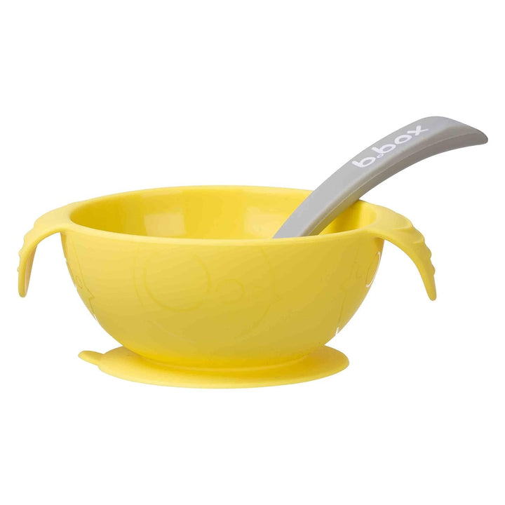 b.box Premier Essens-Set mit Saugnapf und Löffel aus Silikon, Lemon Sherbet, 1 Stück Gelb, Gelb