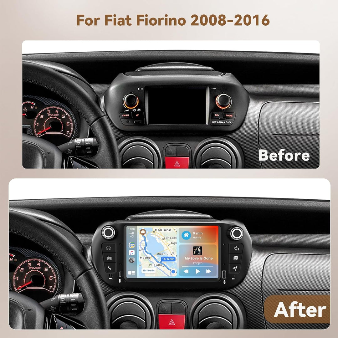 Hikity Android 15 4+128G Autoradio für FIAT Fiorino 2008－2016 mit 7 Zoll Incell Touchscreen, Autorad