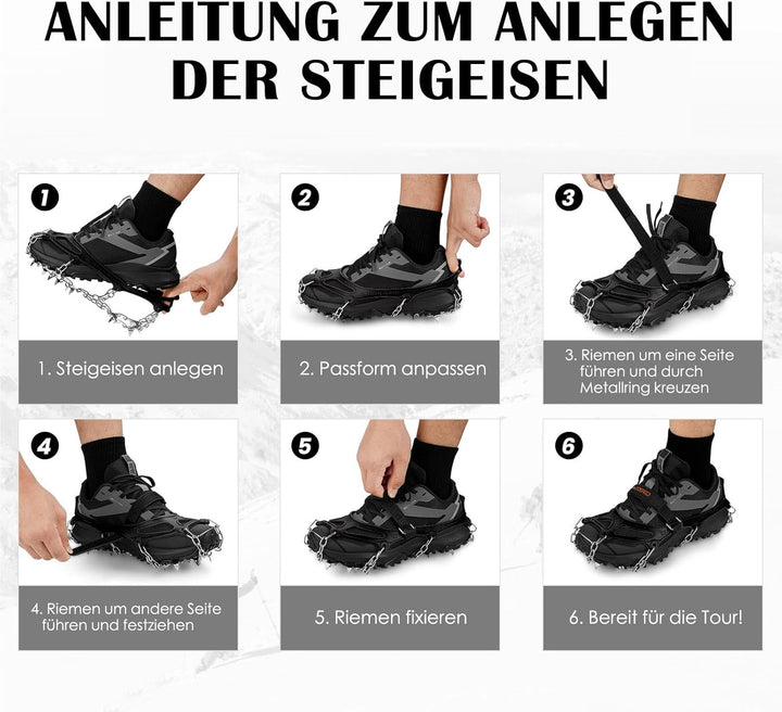 Grödel Steigeisen für Bergschuhe mit 19 Zähne Verdickte Schuhkrallen aus Edelstahl Anti-Rutsch Schuh