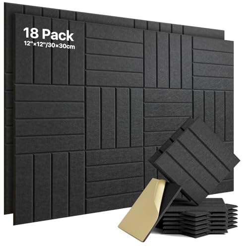 Soundsbay 18 Stück Akustikpaneele Selbstklebend, Akustikplatten aus Polyester zur Schalldämmung, 30×
