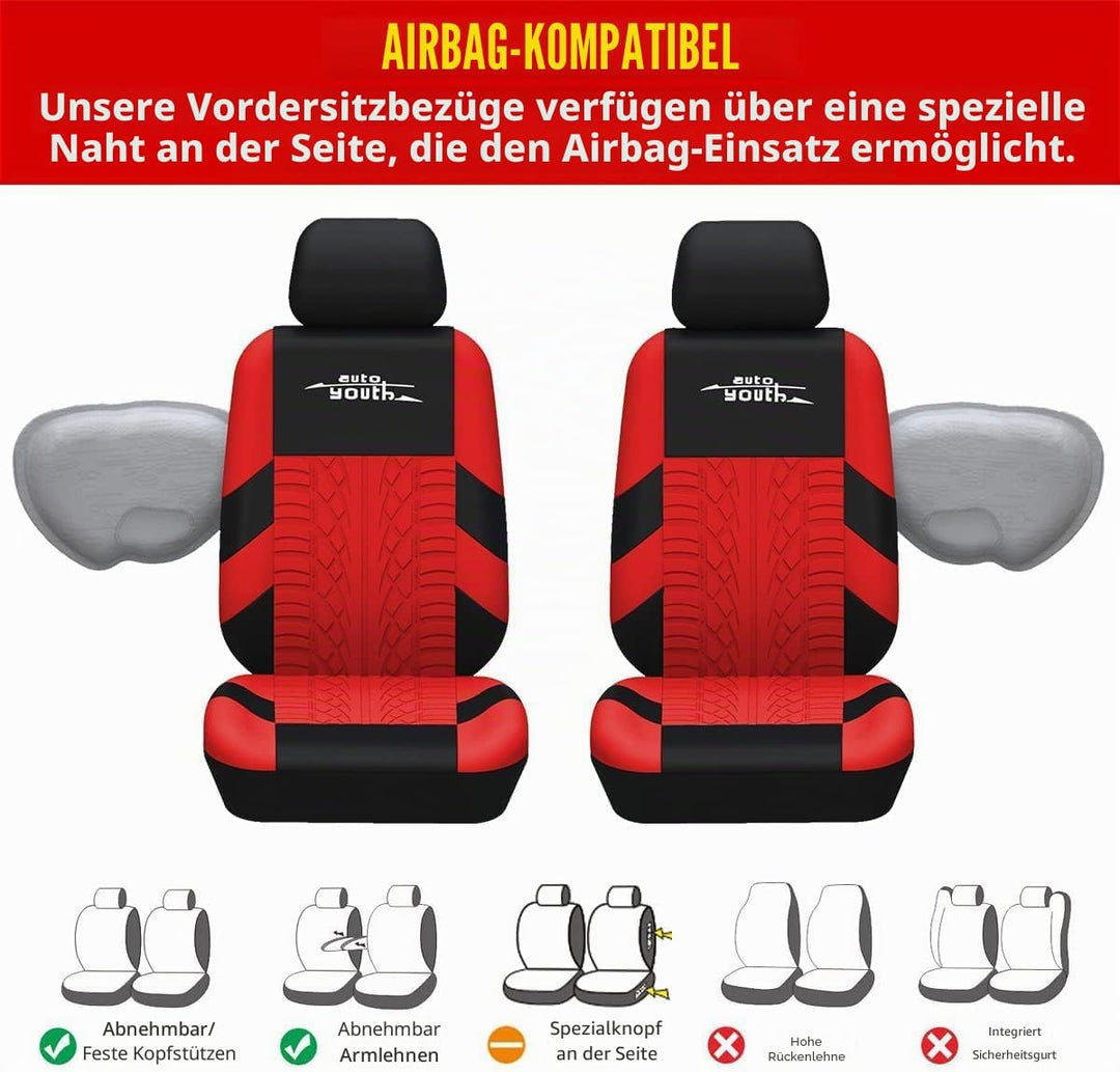 AUTOYOUTH Autositzbezüge, Vordersitzbezüge, mit geteilter Autobank, für Damen, komplettes Set, Sitzs