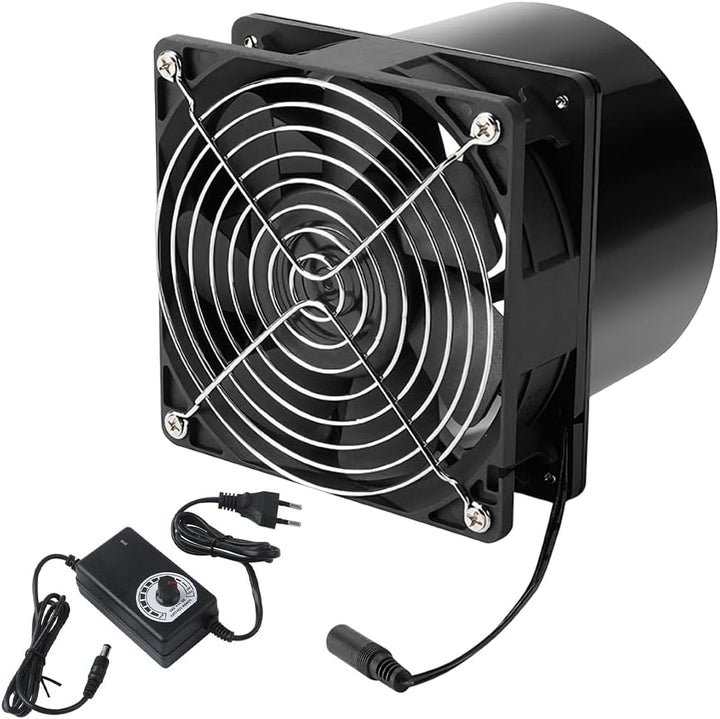 100mm Abluftventilator, 12V Rohrventilator mit Geschwindigkeitsregler, Hitzebeständig Rohrlüfter 100
