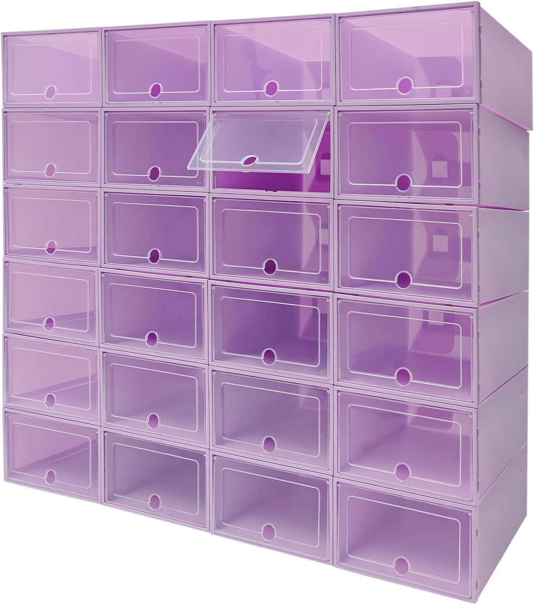 HOARLICN Schuhboxen Stapelbar, Schuhkarton Schuhregal Mit Türen 33 X 23 X 14 Cm 24 Stück In Einem Se