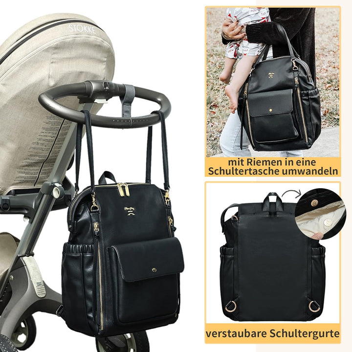 MISS FONG Wickelrucksack Wickeltasche Rucksack Gross Baby Rucksack Kinderwagen Mom Mummy Bag Leder W