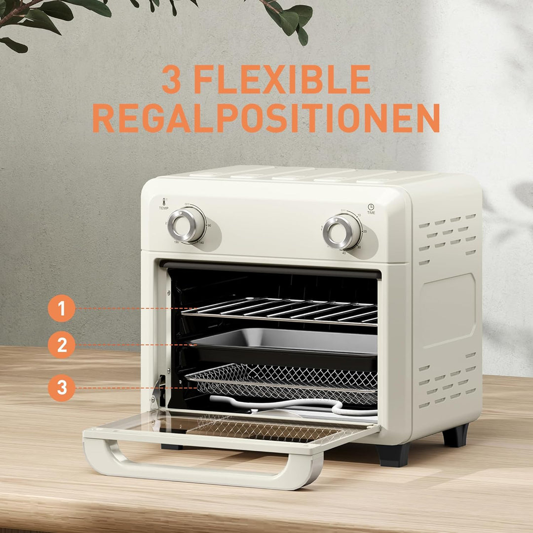 HOMCOM Mini Backofen mit Umluft 10 L 1000W 80-230℃ Heissluftofen mit 60 Min. Timer, Heissluftfritteu