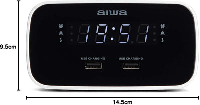 Aiwa CRU-19BK Radio Schwarz Radiowecker LED-Display Dimmerfunktion