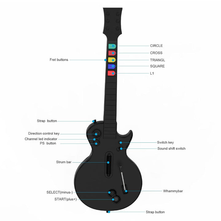 NBCP Guitar Hero Controller für PC und PS3, Wireless Gitarre für Guitar Hero 3/4/5 und Rock Band 1/2