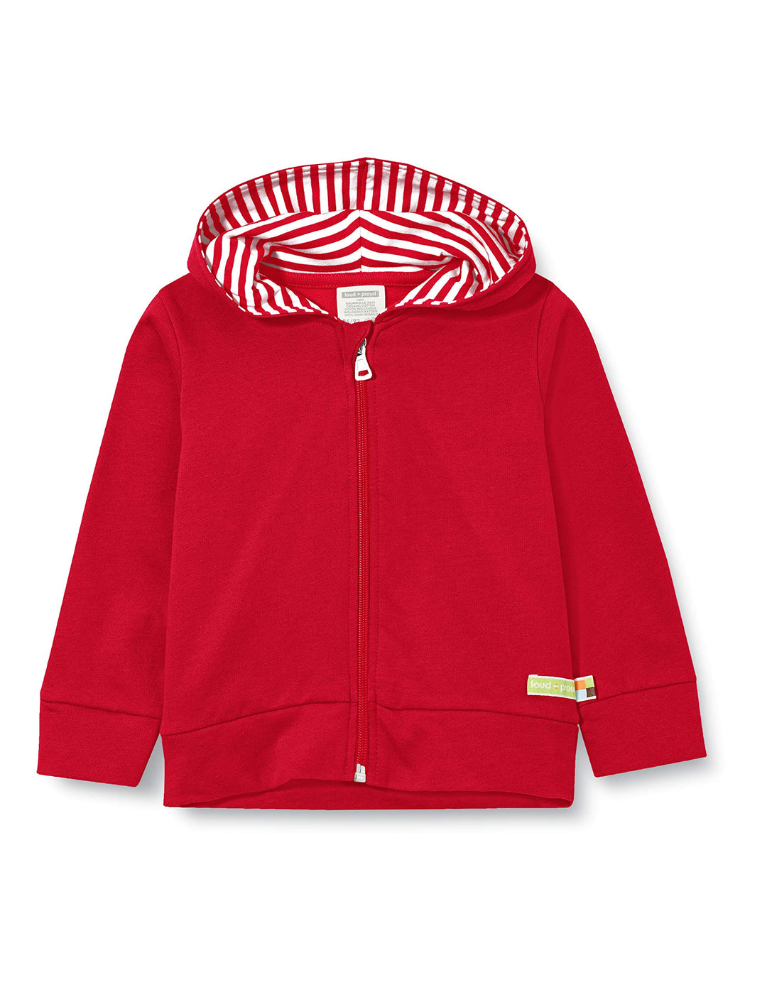 loud + proud Unisex Kinder Kapuzenjacke, Gots Zertifiziert Jacke 50-56 Tomato, 50-56 Tomato