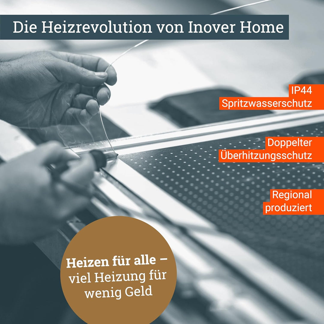 Infrarot Heizung mit Thermostat 1000 Watt - 5 Jahre Herstellergarantie - Überhitzungsschutz - TÜV -