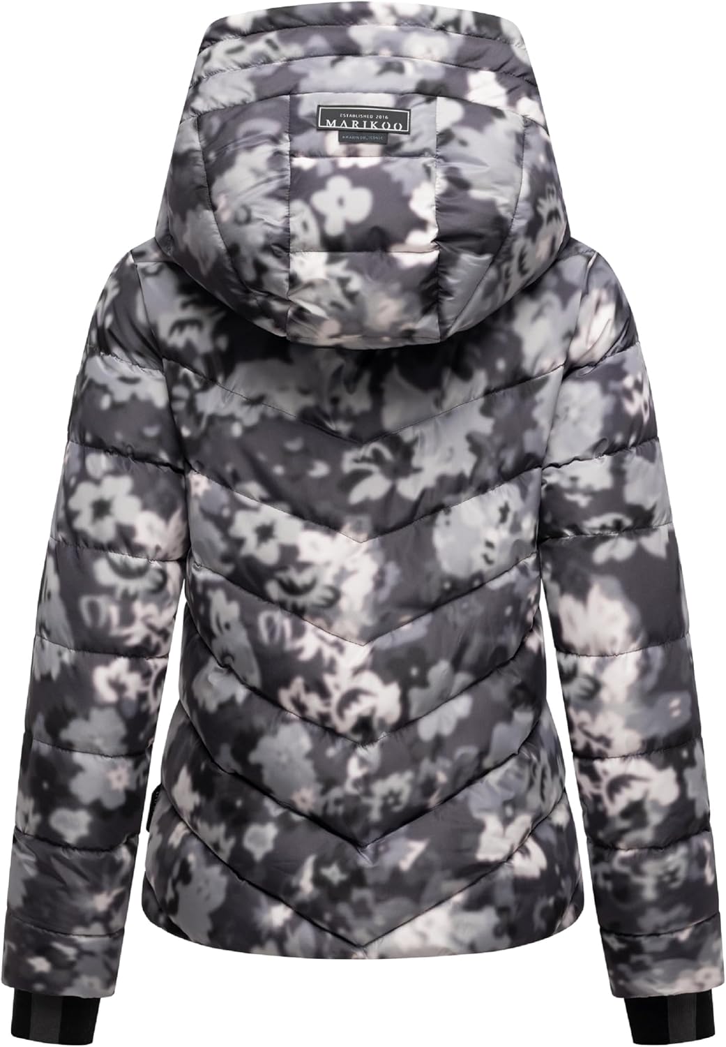 MARIKOO Damen Winterjacke warme Steppjacke mit abnehmbarer Kapuze Samuiaa XVI XS-3XL XS Dark Flower,