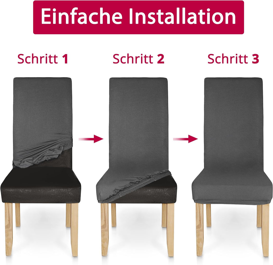 DecoHomeTextil Universal Stretch Uni Stuhlhusse Stuhlhussen Husse Hussen mit 200g/m² 4er Set Hellgra