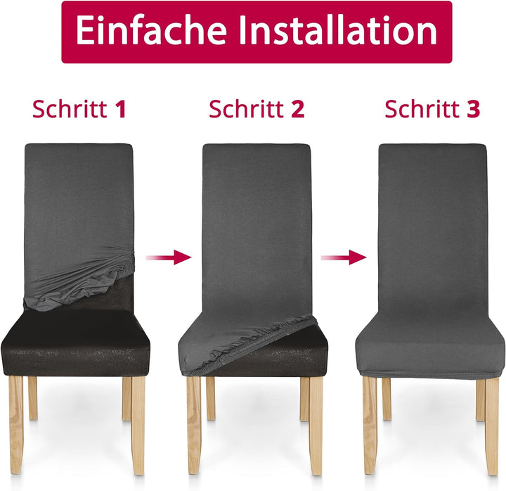 DecoHomeTextil Universal Stretch Uni Stuhlhusse Stuhlhussen Husse Hussen mit 200g/m² 4er Set Hellgra
