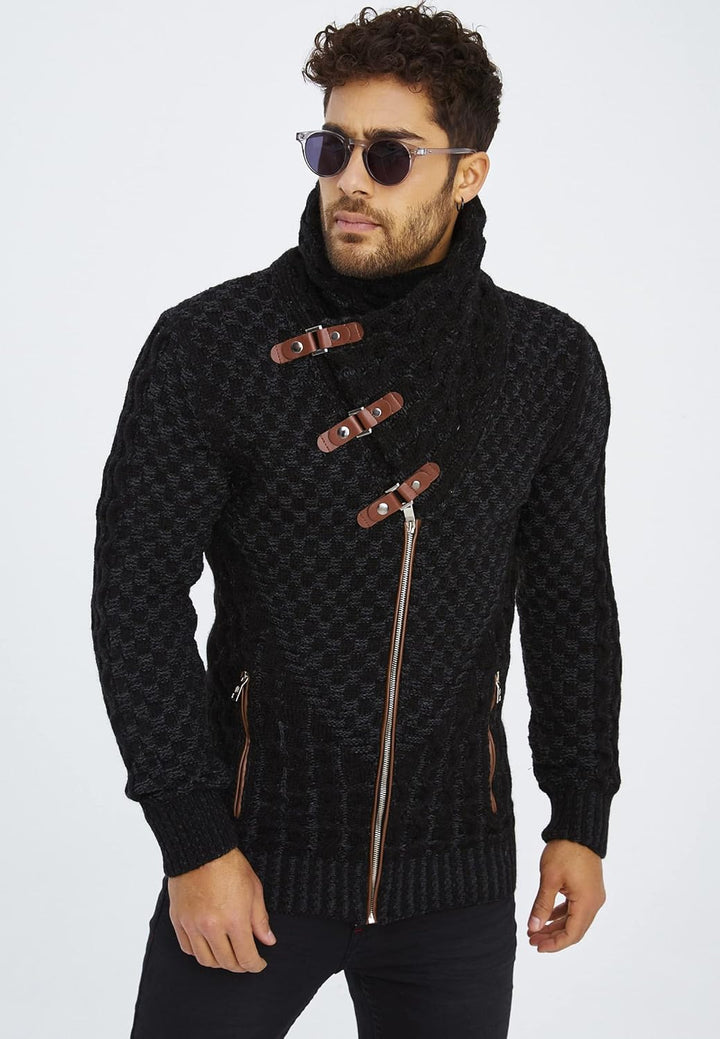 Leif Nelson Herren Strickjacke mit Reissverschluss in Regular Fit, Männer Cardigan in Langarm Design