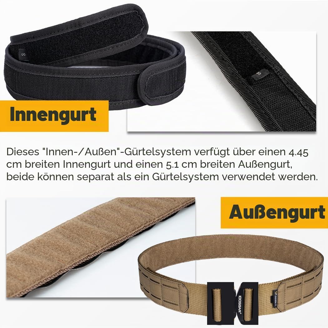 IDOGEAR Taktischer Gürtel Molle 2 Zoll Kampfgürtel mit 1,75 Zoll Innengurt Schnellverschluss Hochlei