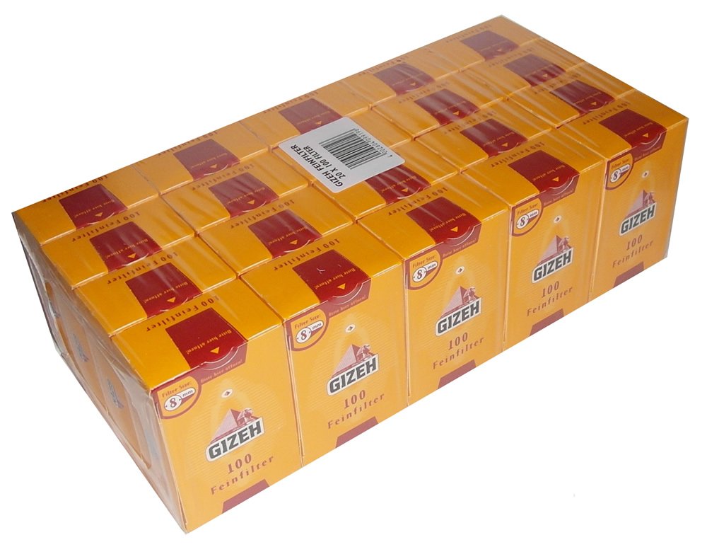 Gizeh 18463 Feinfilter-8 mm Durchmesser-15 mm Länge-20 Beutel a 100 Filter, orange, S