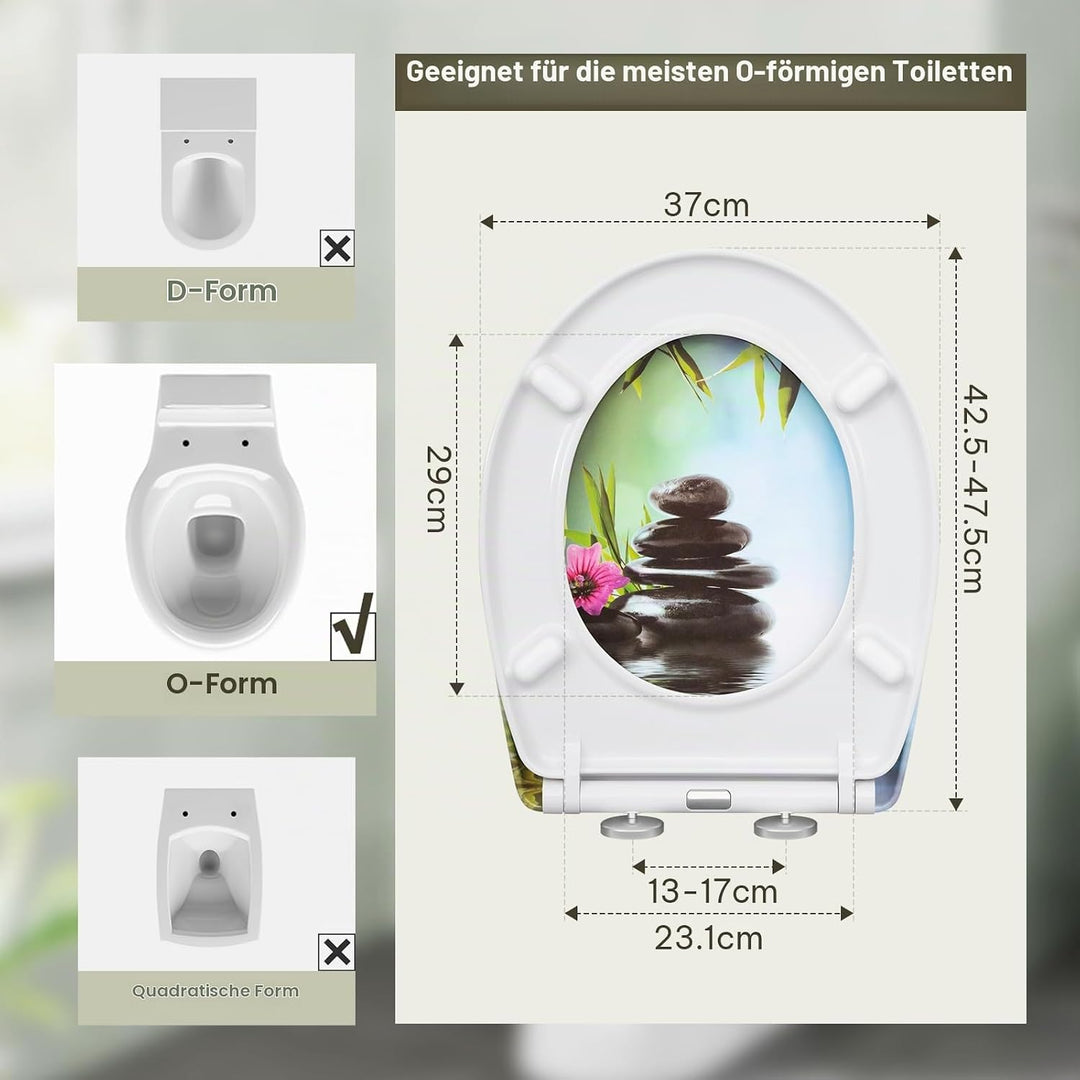 Toilettendeckel, WC Sitz mit Absenkautomatik, Klodeckel mit Schnellverschluss, 360° verstellbaren Sc