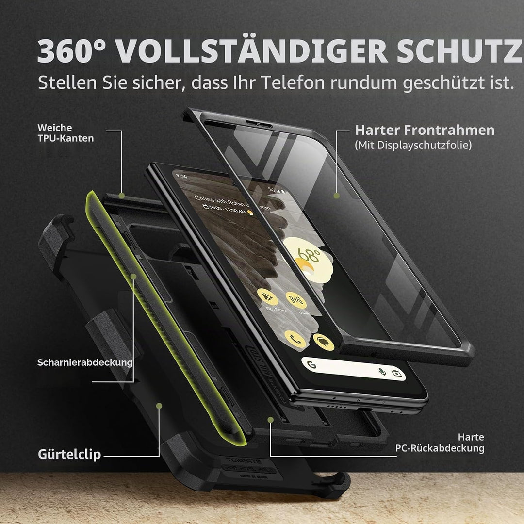 Tongate für Google Pixel Fold Hülle (2023), [Integrierter Bildschirmschutz] [Scharnier-Schutz] Stoss