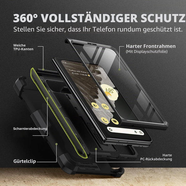 Tongate für Google Pixel Fold Hülle (2023), [Integrierter Bildschirmschutz] [Scharnier-Schutz] Stoss