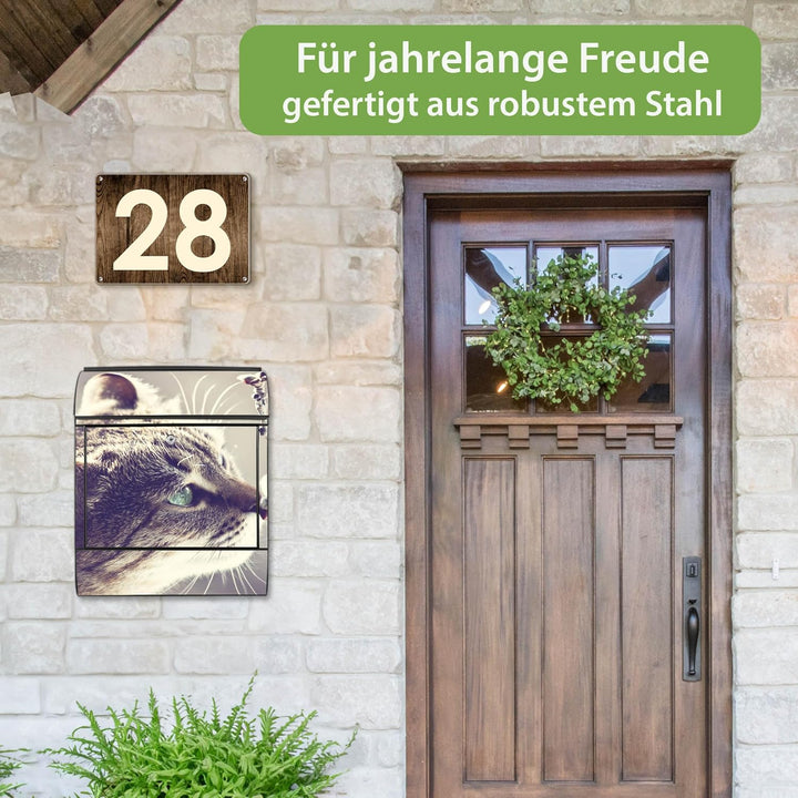 banjado® Design Briefkasten mit Motiv Weidenkätzchen 39x47x14cm &amp; 2 Schlüssel - Briefkasten Stahl sc