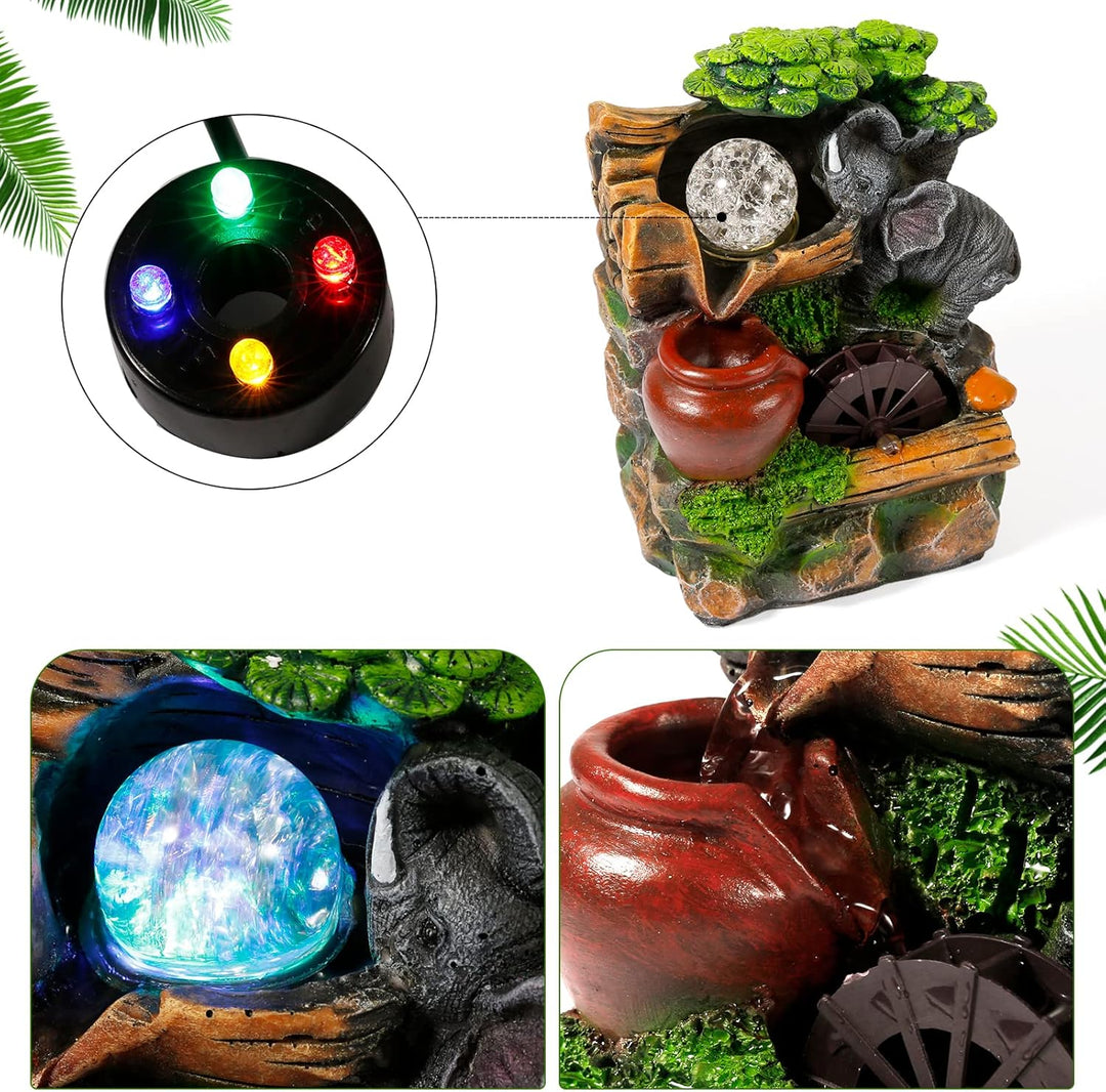 Dyna-Living Zimmerbrunnen Tischbrunnen mit Rollender Kugel, Brunnen Springbrunnen LED-Beleuchtung Me