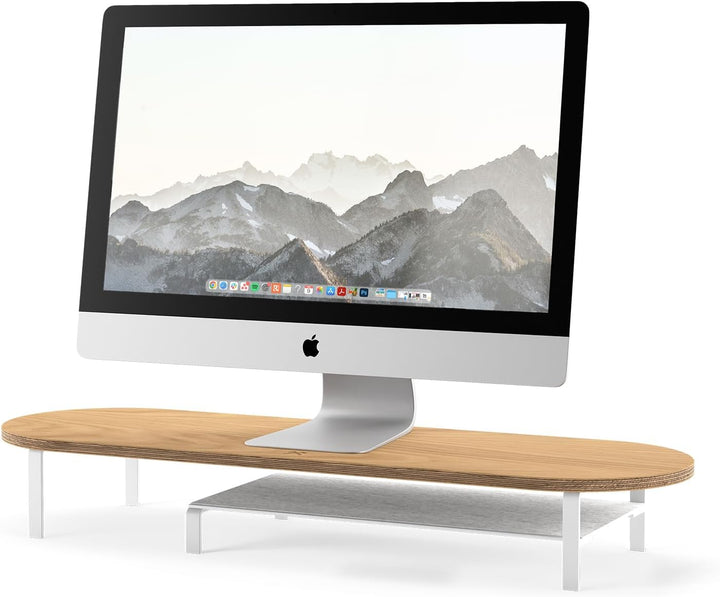 Woodcessories Monitorständer Holz Eiche - Ergonomisch Schreibtisch Monitorerhöhung / Bildschirmerhöh