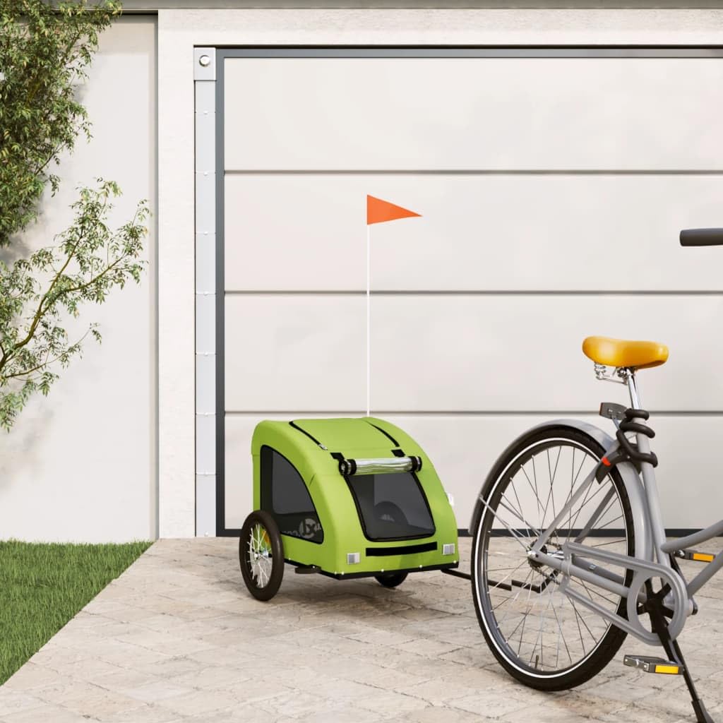 SKM Fahrradanhänger für Hunde Grün Oxford-Gewebe und Eisen,7,95 KG,93962,Color: Grün