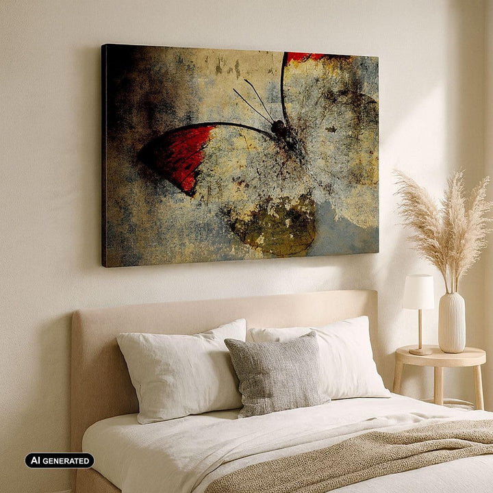 Bilder auf Leinwand 100x70cm Leinwandbild Schmetterling Abstraktion Gross Wanddeko Bild Schlafzimmer