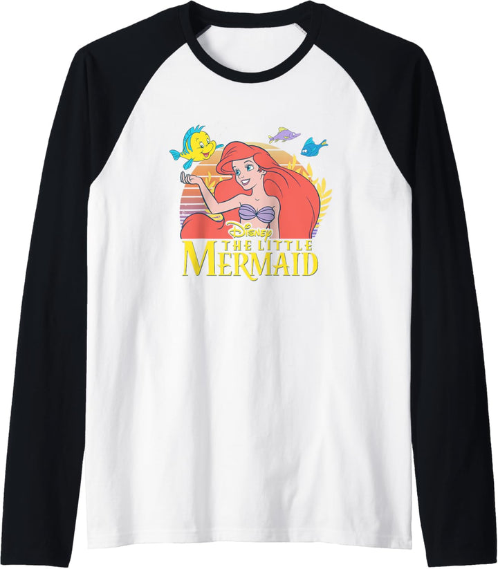 Disney Little Mermaid Ariel Flounder Logo Raglan