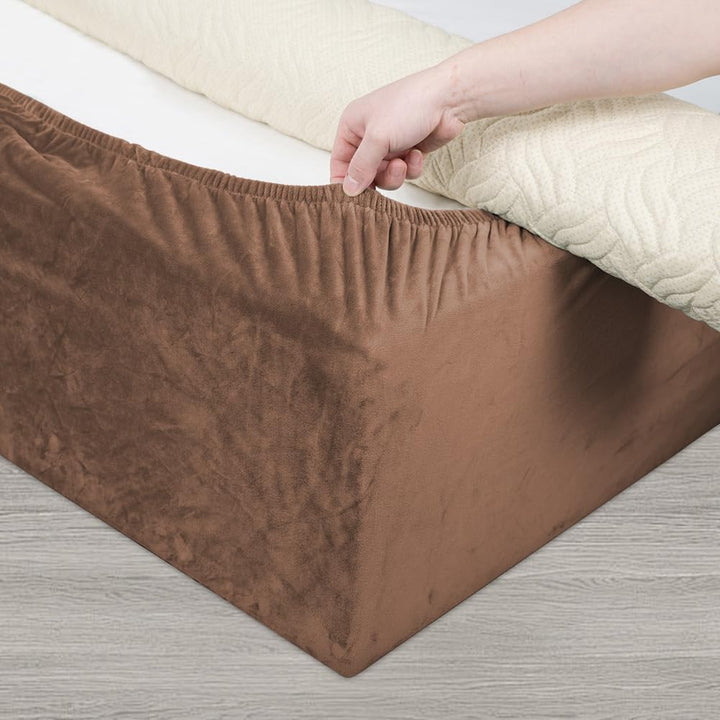 DUJUIKE Stretch Samt Boxspring Abdeckung zum Umwickeln, Alternative zum Traditionellen Volant Bettro