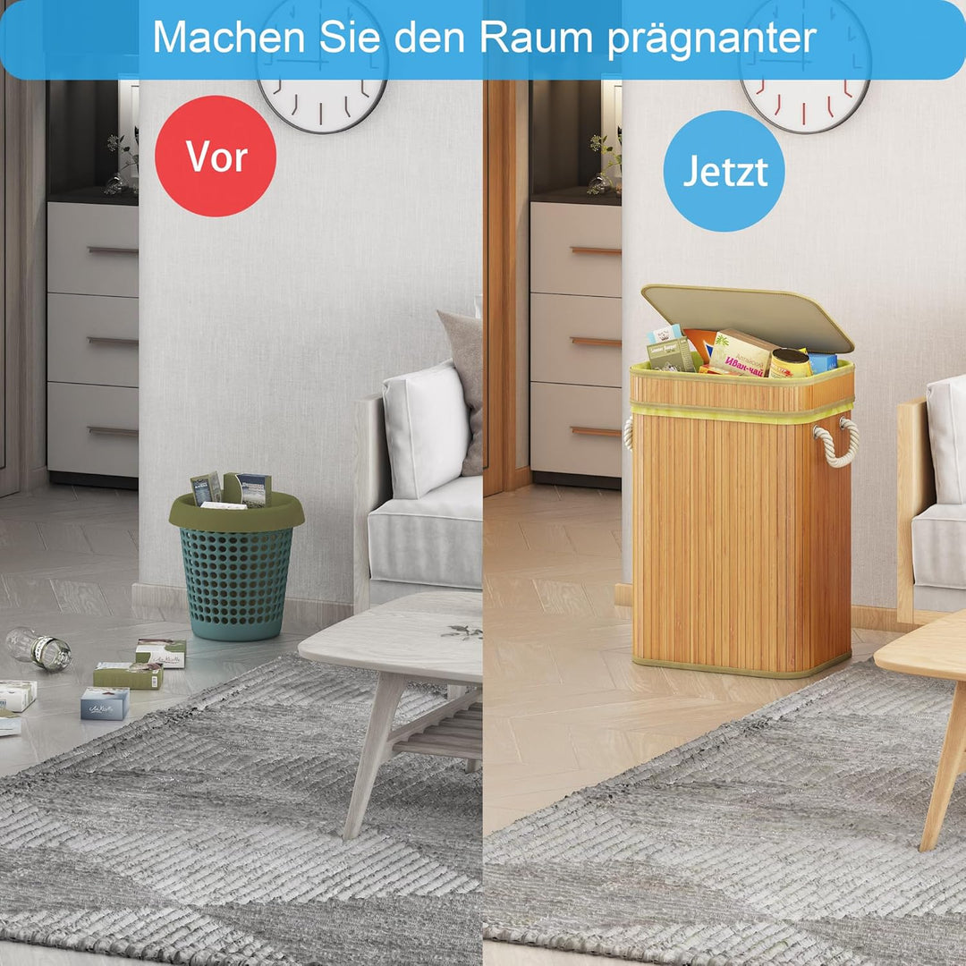 ADEL DREAM Mülleimer Bambus-Müllsackhalter Der praktische Müllsackhalter für gelbe Tüten eignet Sich