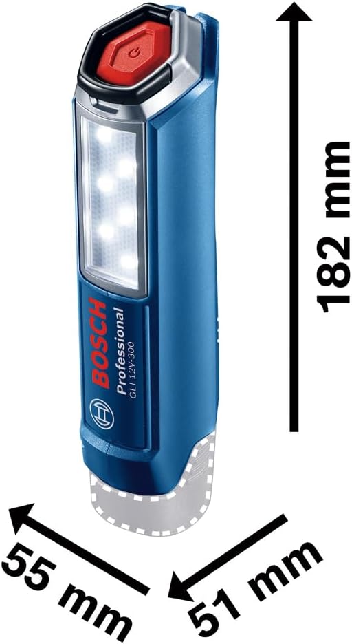 Bosch Professional 12V System Akku LED Lampe GLI 12V-300 (300 Lumen, ohne Akkus und Ladegerät, im Ka