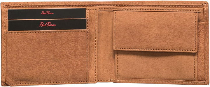 Geldbeutel Männer Leder Braun mit Münzfach - Red Baron Portemonnaie Geldbörse Herren Used Look Vinta