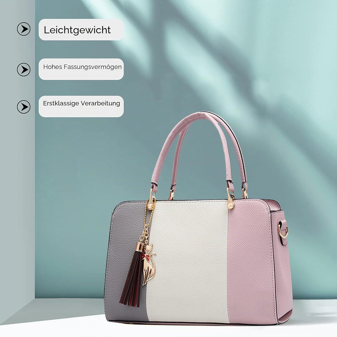 FANDARE Elegante Handtasche mit Anhänger Damen Umhängetaschen Frauen Schultertasche Wasserdicht für