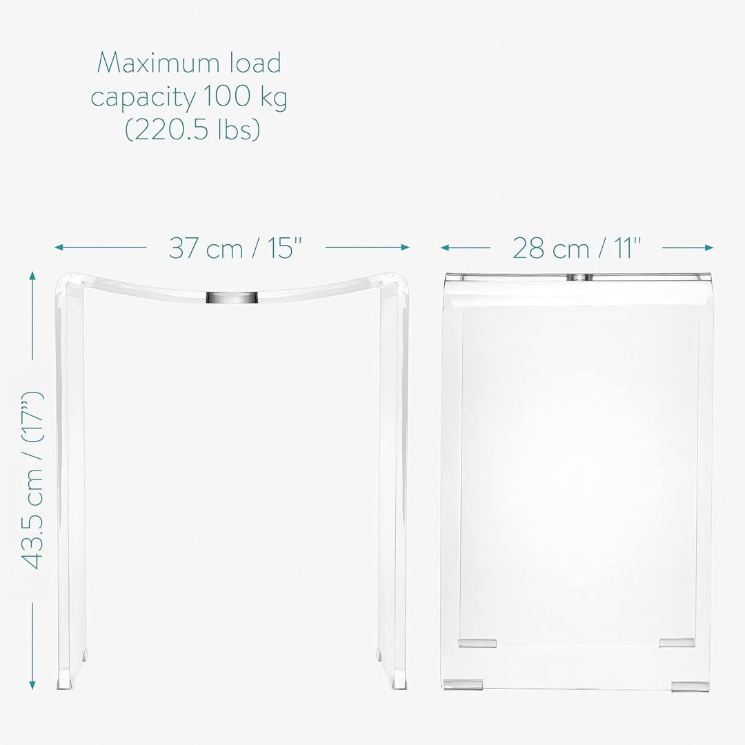 Navaris Duschhocker aus Acryl 43,5x37x28cm - Badhocker Badezimmer Stuhl - Sitzbank für Dusche und Ba