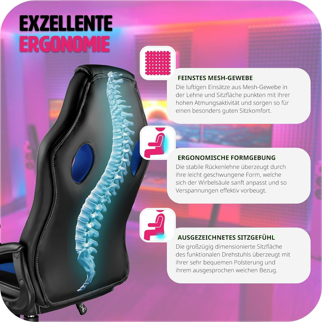 TecTake Sportsitz Chefsessel Stuhl ergonomischer Gaming Bürostuhl Racing Schalensitz - Diverse Farbe