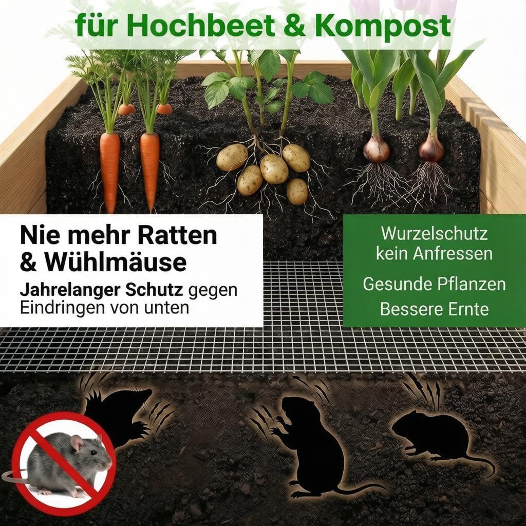 Amagabeli Drahtgitter Volierendraht 1m X 20m, Feuerverzinkt &amp; Rostfrei (12x12mm) – Für Hochbeet, Vol
