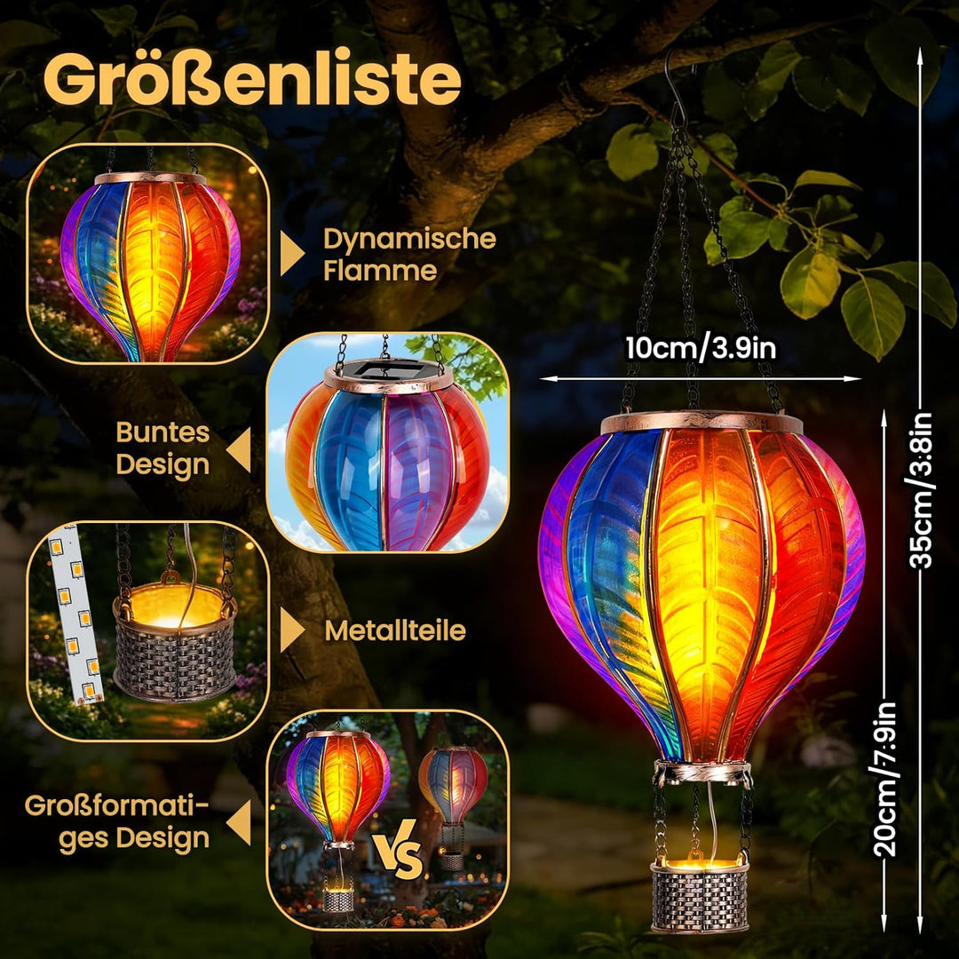 JONRRYIN 2er Solar Heissluftballon, Extra Gross 46,5x13,8cm Solarlaterne für Aussen, Heissluftballon