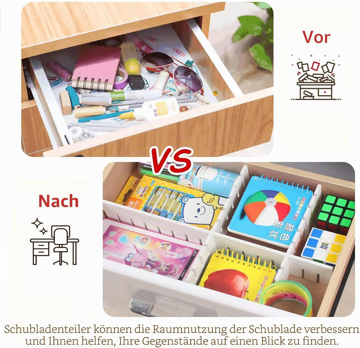 HGYZE Schubladentrenner Verstellbar 9cm Hoch, Schubladenteiler 42cm länge, Weiss Schubladen Organize
