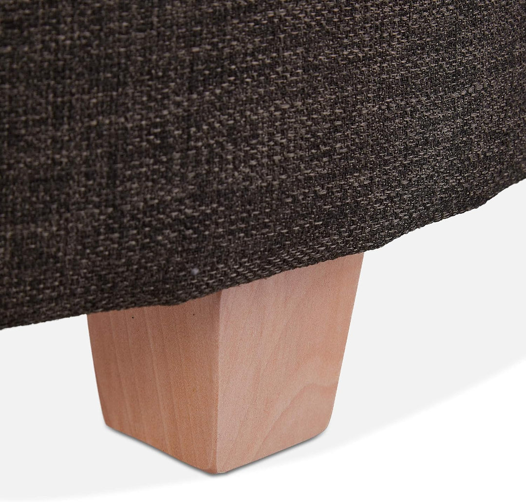 Relaxdays Sitzhocker mit Stauraum, gepolsterter Hocker rund, für Wohnzimmer, Leinen-Optik, H x D: 41