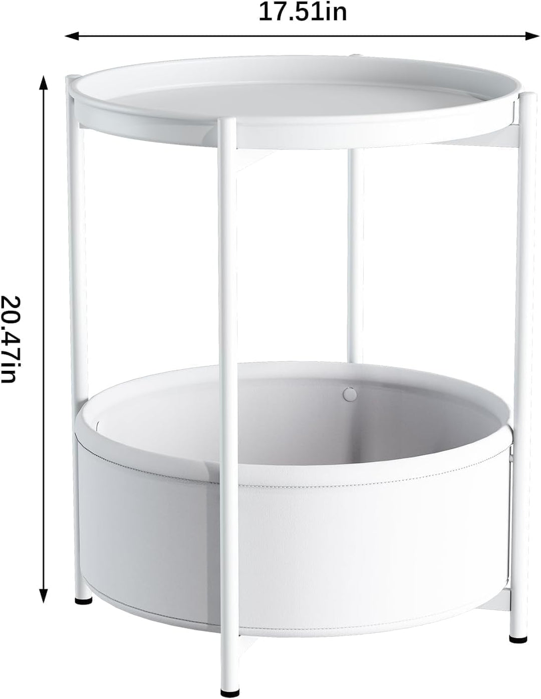 Beistelltisch Rund, Kleiner Tisch, Metall Balkontisch, Sofatisch 2 Ebenen, Couchtisch mit Korb aus S