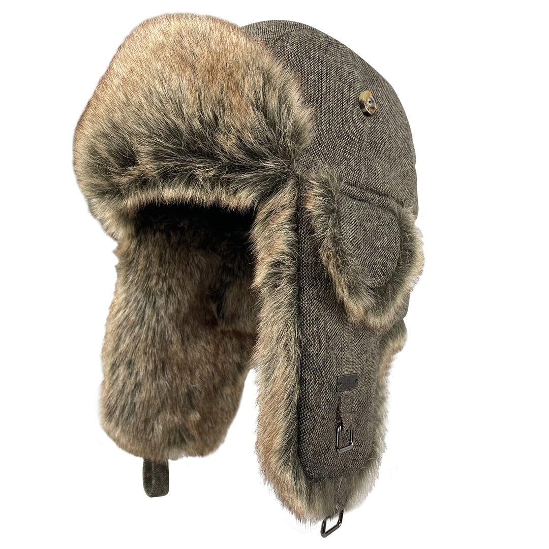 Unisex Fliegermütze Rib Wolle Bomber Aviator Pilot Hat Faux Fellmütze Winter Russische Mütze Herren