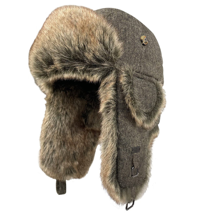 Unisex Fliegermütze Rib Wolle Bomber Aviator Pilot Hat Faux Fellmütze Winter Russische Mütze Herren