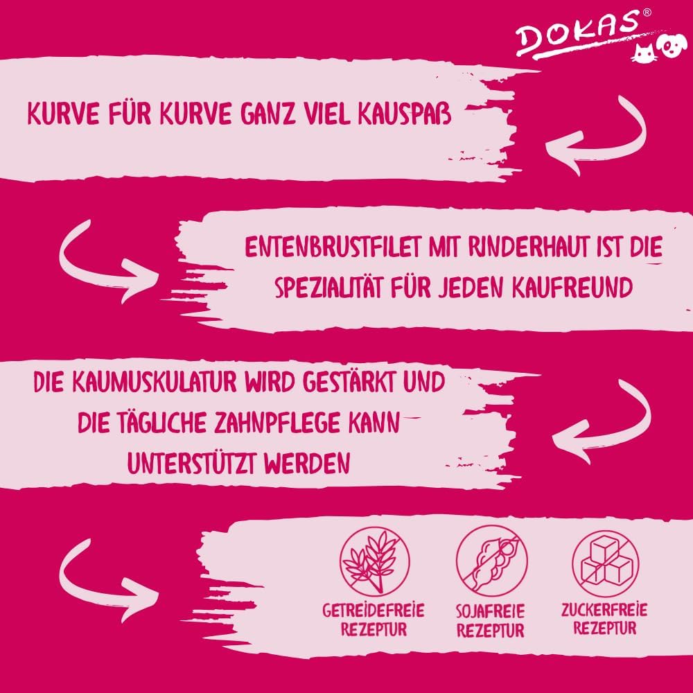DOKAS Getreidefreier Premium Kausnack für Hunde – Ideal für zwischendurch (8 x 110g) Single, Single