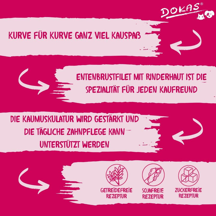 DOKAS Getreidefreier Premium Kausnack für Hunde – Ideal für zwischendurch (8 x 110g) Single, Single