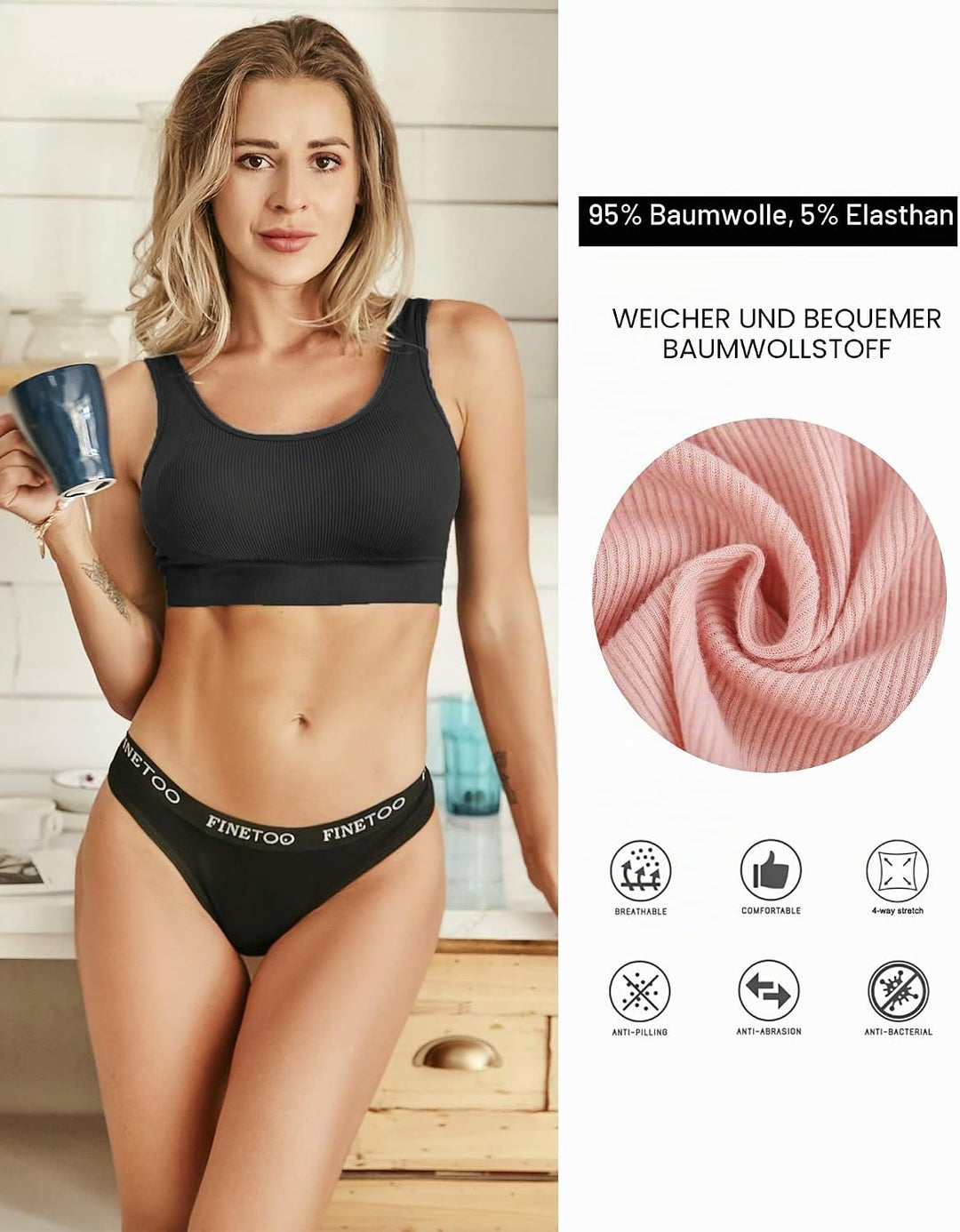 10er Pack Baumwoll Slips Damen Atmungsaktive Unterwäsche Logo Sportunterwäsche Weich Sexy Unterhosen