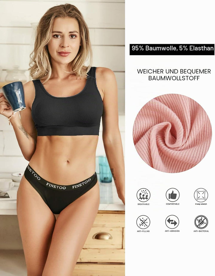 10er Pack Baumwoll Slips Damen Atmungsaktive Unterwäsche Logo Sportunterwäsche Weich Sexy Unterhosen