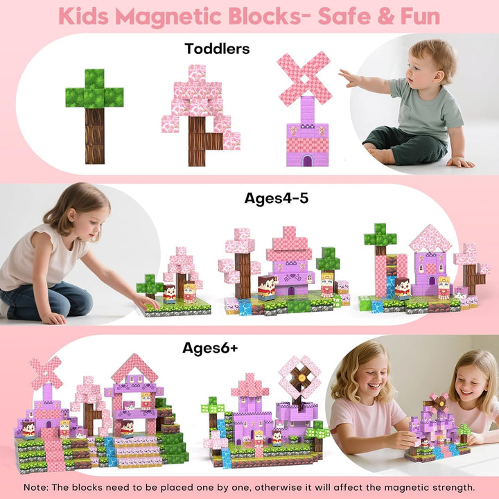 100 Stück Magnetblöcke, Magnetblöcke für Kinder im Alter von 4–8 Jahren, magnetische Würfel-Sets für