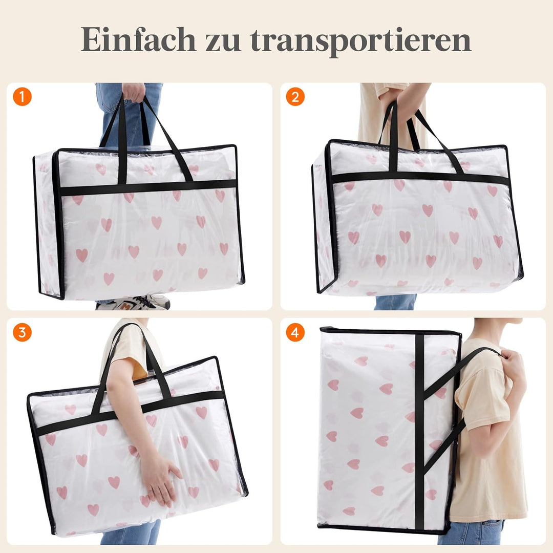 Lifewit 4 Stück Transparente Plastik Aufbewahrungstasche, 60L Kleiderschrank Organizer Aufbewahrungs
