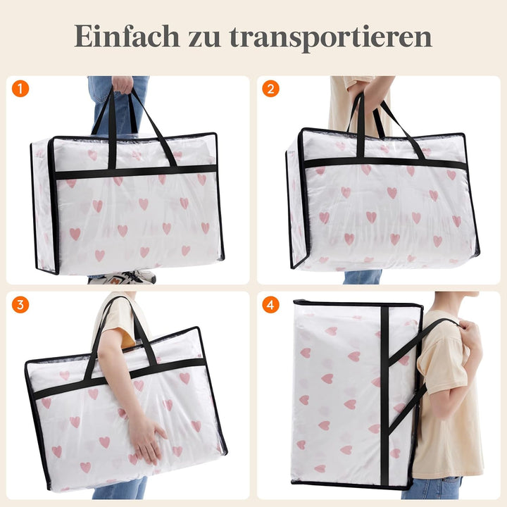 Lifewit 4 Stück Transparente Plastik Aufbewahrungstasche, 60L Kleiderschrank Organizer Aufbewahrungs